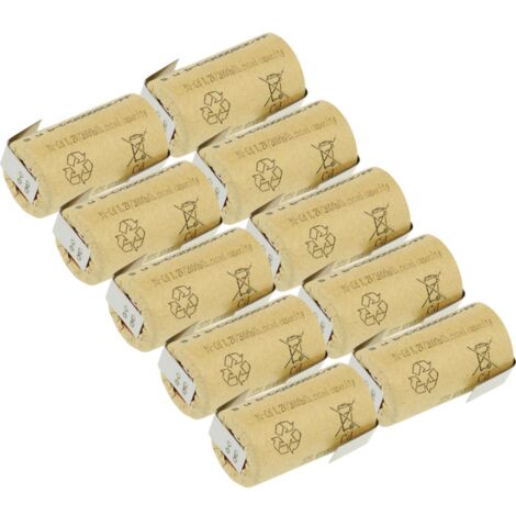 10x XCell Sub-C Hochleistungsakku mit Z- Lötfahne - 1,2V 2000 mAh Ni-CD