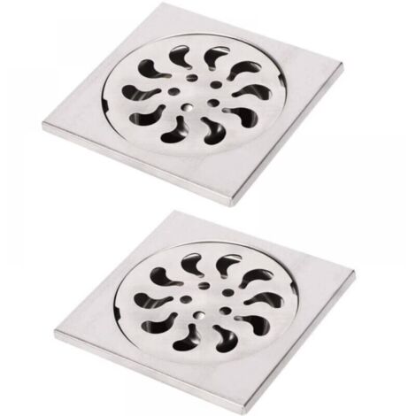 10x10x30mm 2pcs Stainless Steel Floor Drain, Square Shower Grate Shower Filter Shower Drain Hair Catcher for Bathroom