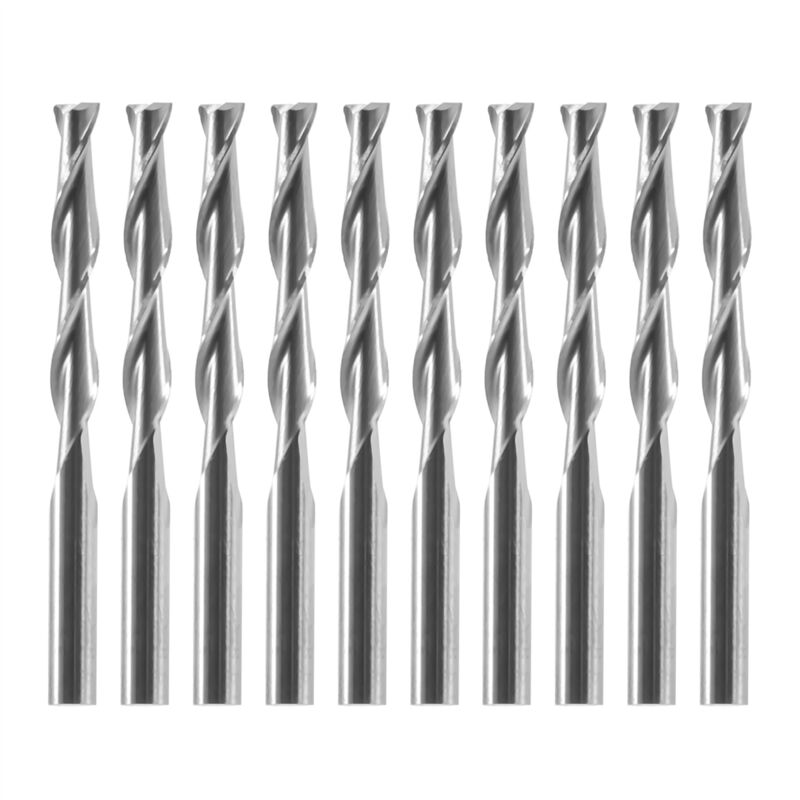 Image of 10x1/8 zoll 3,175mm Hartmetall cnc Doppel Zwei Flöte Spirale Bits Ende Mühle Router 22mm