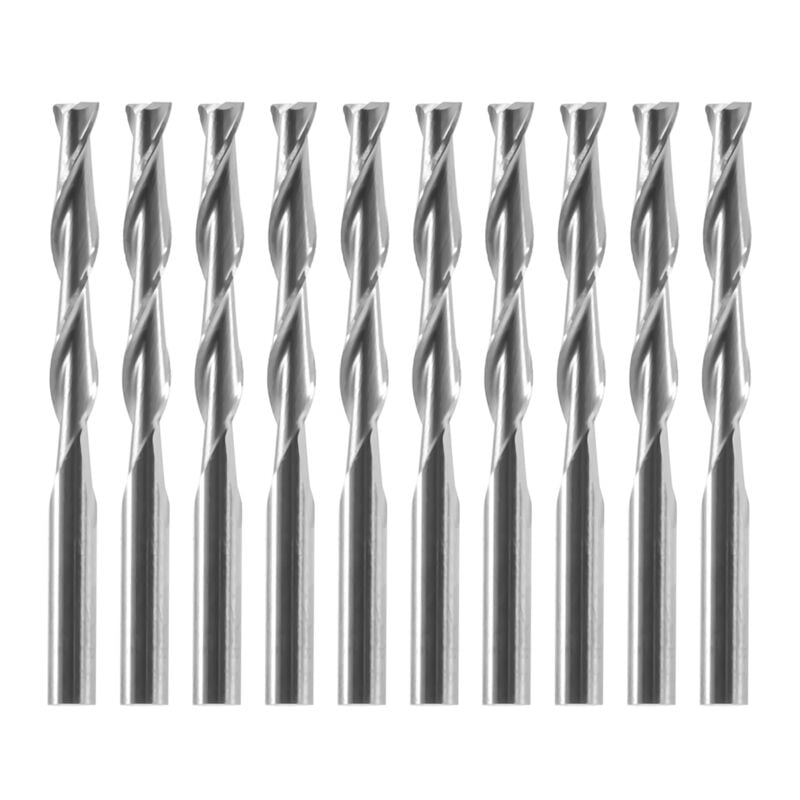 Image of Tlily - 10x1/8 zoll 3,175mm Hartmetall cnc Doppel Zwei Flöte Spirale Bits Ende Mühle Router 22mm