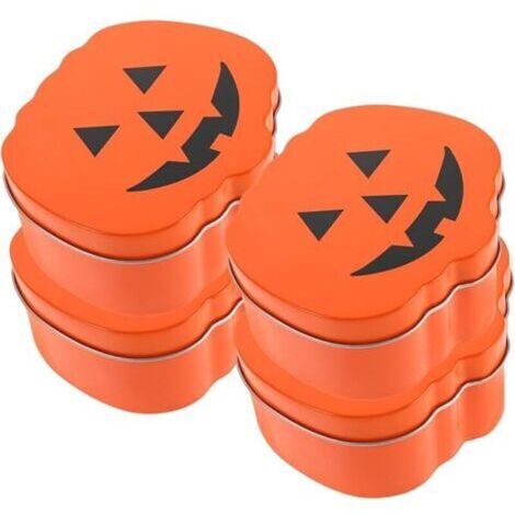 10x9x4.5cm 4 Pièces Boîtes Citrouille Métal Halloween Mini Boîtes à Bonbons avec Couvercles Rangement Décoratif Original pour et Pratique