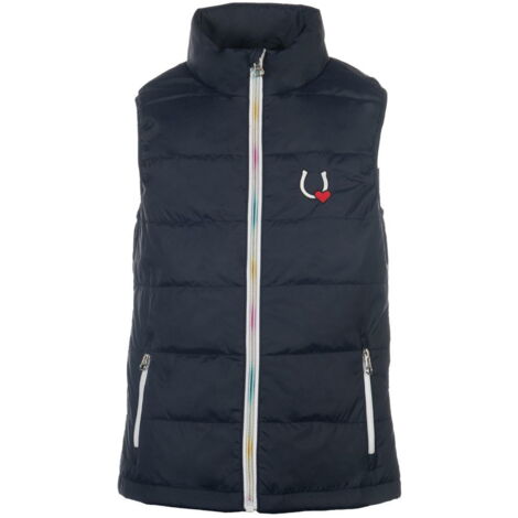 11/13 anni, blu scuro: Gilet equitazione per bambini modello Mika con imbottitura leggera e antivento