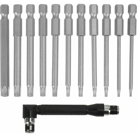 11 embouts de tournevis Torx et poignée d'embout Torx magnétique avec embouts Torx creux à tige hexagonale pour outils de mécanique automobile T6 T7 T8 T9 T10 T15 T20 T25 T27 T30 T40