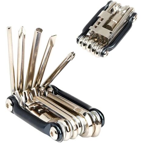 11 en 1 Multifonction Vélo Réparation Outil, Mini Vélo Multi-Outil Kit, Pliable Portatif Vélo Maintenance Outil (Noir)