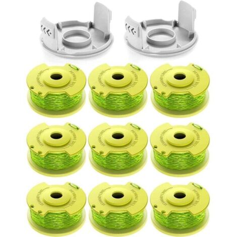 11 Ersatzspulen für Ryobi One+ Trimmerfäden - Durchmesser 2,0 mm, Länge 3,4 m - Kompatibel mit AC14RL3A - Packung mit 9 Spulen und 2 Abdeckungen - Zuverlässige Leistung.