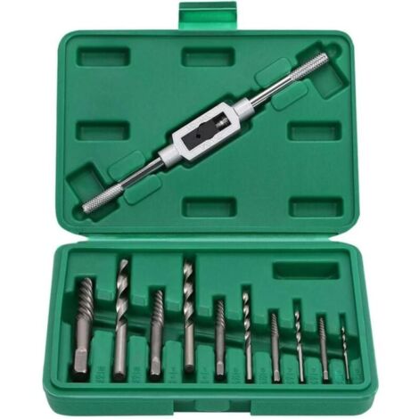 11 extractores de tornillos dañados con caja de almacenamiento, herramienta profesional de alta resistencia para extraer roscas rotas.