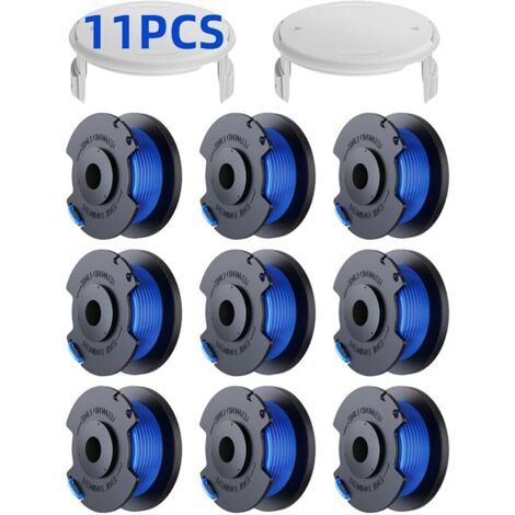 11 Pack Bobine Fil Coupe Bordure remplacements pour Ryobi One + AC14RL3A 18v 24v 40v Coupe Bordures, Bobine Ø 1,6mm, Longueur 30,17m (9 Bobine Fil Coupe Bordure,2 Couvercle)