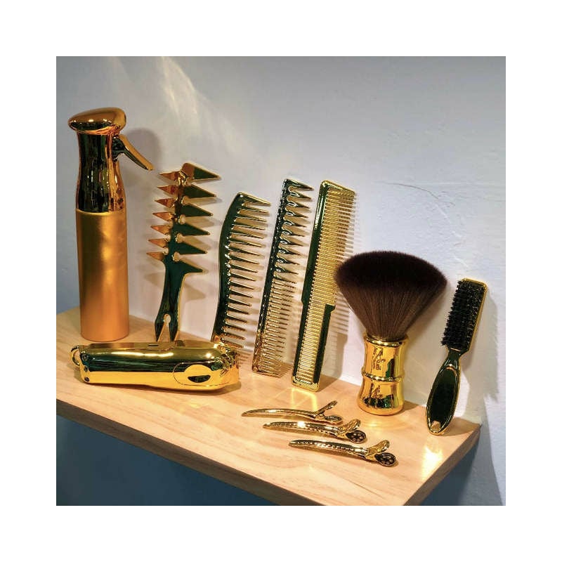11 pcs Barber Gold Set Includes Water Sprayer,Oil Head Comb,Cutting Comb,Neck Brush Duster,Fade Brush,Hair Clips,Clipper Cover,11 pcs Gold Set | 04537369588314 11 pcs Barber Gold Set Includes Water Sprayer,Oil Head Comb,Cutting Comb,Neck Brush Duster,Fade Brush,Hair Clips,Clipper Cover,11 pcs Gold Set | 04537369588314