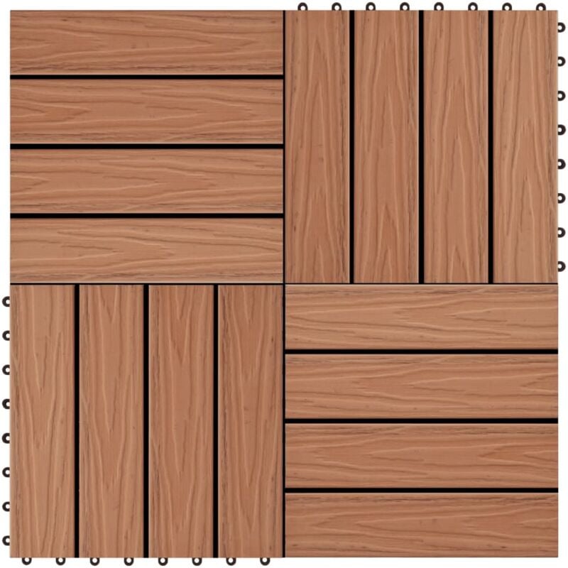 Vidaxl - 11 pcs Decking Tiles Deep Embossed wpc 30x30 cm 1 sqm Light Brown