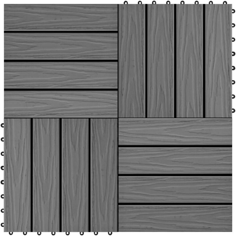 Vidaxl - 11 pcs Decking Tiles Deep Embossed wpc 30x30 cm 1 sqm Grey