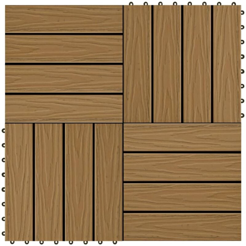 Vidaxl - 11 pcs Decking Tiles Deep Embossed wpc 30x30 cm 1 sqm Teak Colour