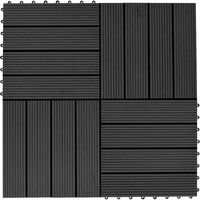 11 pcs Decking Tiles WPC 30x30 cm 1 sqm Black