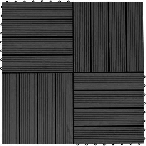 11 pcs Decking Tiles WPC 30x30 cm 1 sqm Black vidaXL