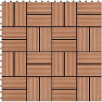11 pcs Decking Tiles WPC 30x30 cm 1 sqm Brown