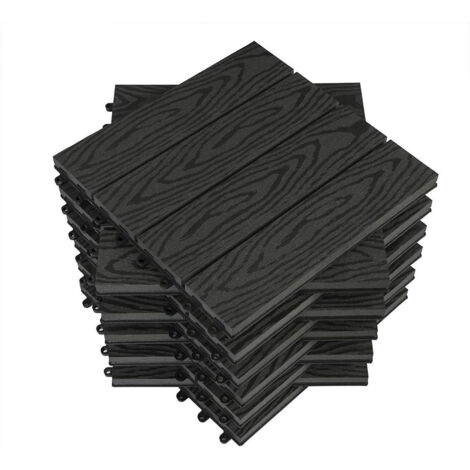 11 Piastrelle 1 m² in WPC per Pavimenti da Esterno ad Incastro 5 Colori colore: Antracite
