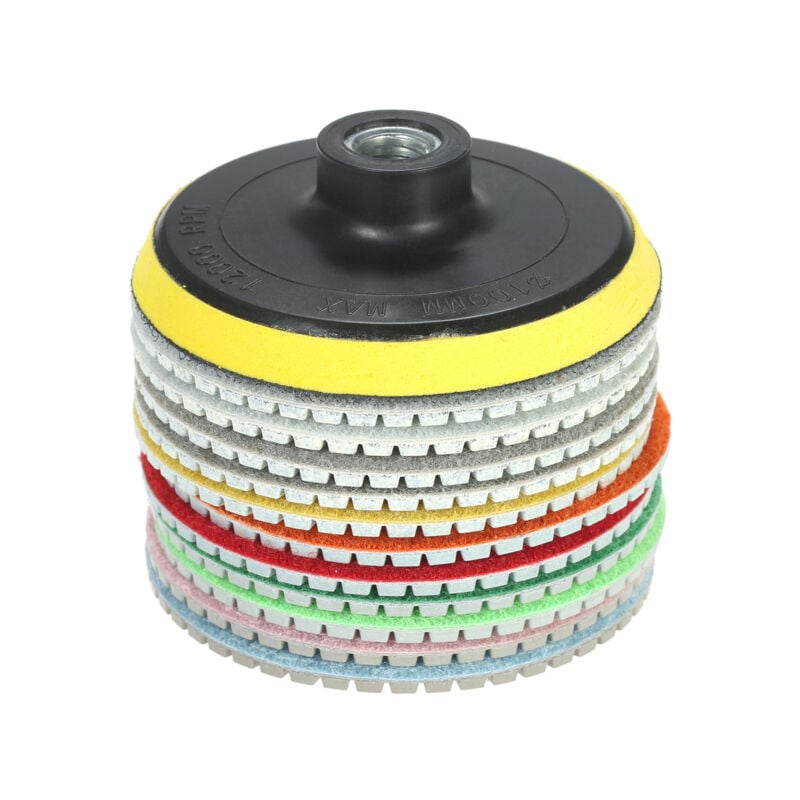 Lot de 11 tampons de polissage humides diamantés de 4 pouces + 1 tampon de support pour granit, marbre, pierre, carrelage, béton