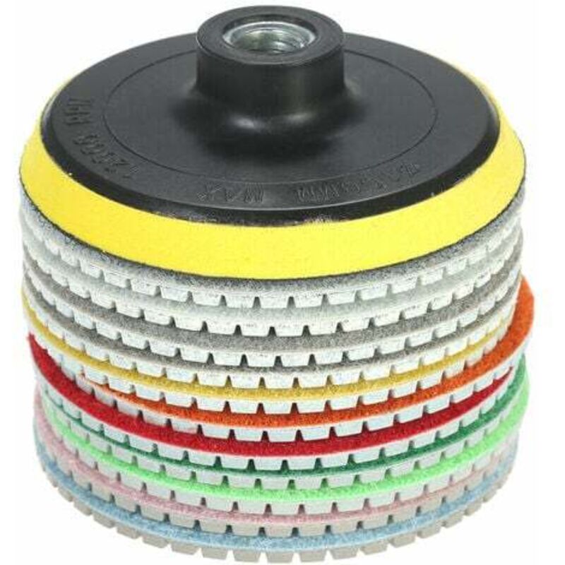 Tampon de polissage diamant de 4 pouces pour roue de polissage humide pour granit Pierre de béton en céramique 11 pièces (4inch)