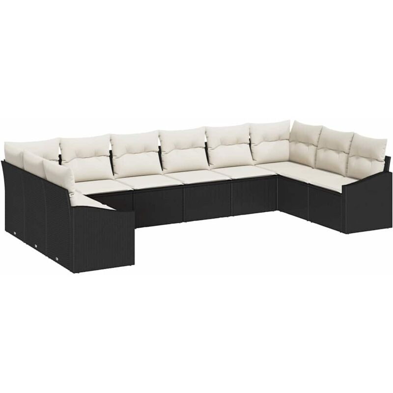 Garden Dining Set With Cushion With Storage 10 Pcs Black, Cream Vidaxl