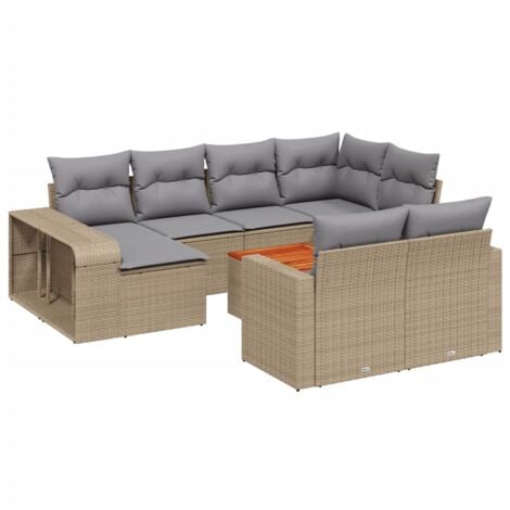 11 Piece Garden Sofa Set with Cushions Beige Poly Rattan vidaXL