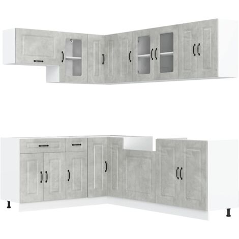 11 Piece Kitchen Cabinet Set Kalmar Concrete Grey Engineered Wood vidaXL