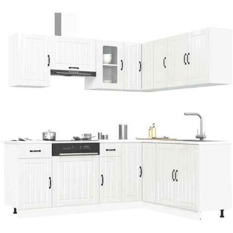 11 Piece Kitchen Cabinet Set Kalmar Gloss White Engineered Wood vidaXL