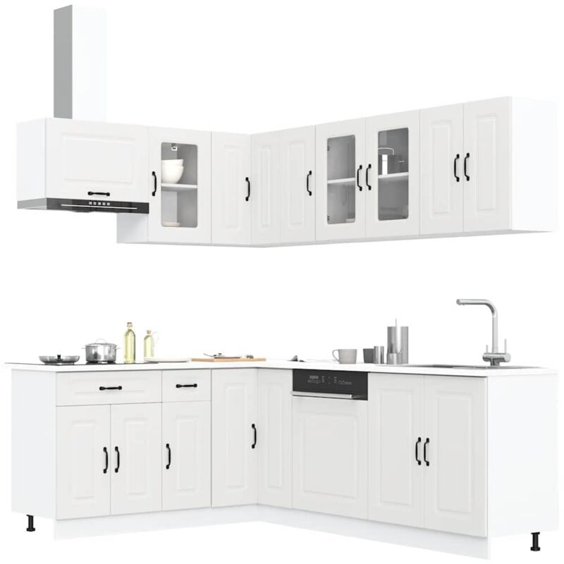 Vidaxl - 11 Piece Kitchen Cabinet Set Kalmar White Engineered Wood