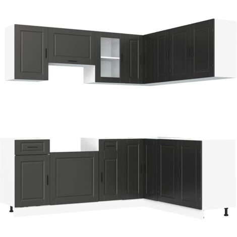 11 Piece Kitchen Cabinet Set Porto Black Engineered Wood vidaXL