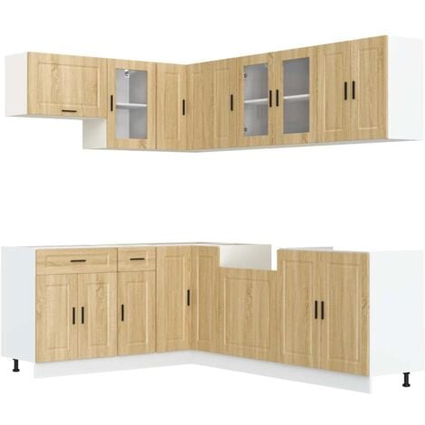 11 Piece Kitchen Cabinet Set Porto Sonoma Oak Engineered Wood vidaXL