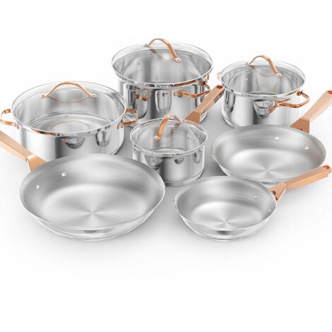 11-Piece Kitchen Cookware Set Pots & Pans Set Made of Stainless Steel Materials