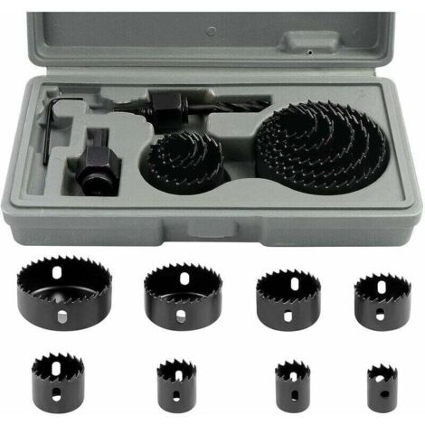 11 pièces 19-64mm Kit Scies Cloches bi-métal en Acier Carbone, Scie Cloche Coffret pour Bois, Plaque de Plâtre