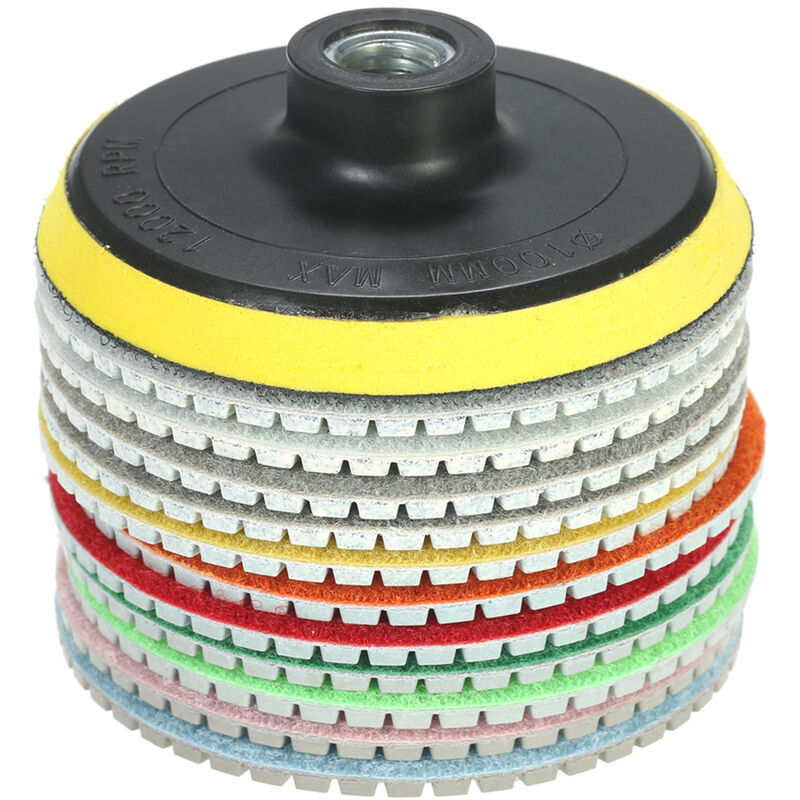 Alovez - 11 pièces 4 pouces diamant tampons de polissage humide disque de meulage + 1 pc support pour granit marbre pierre céramique carrelage béton