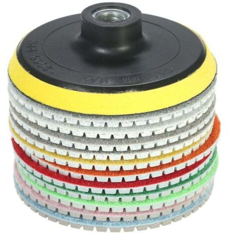 11 pièces 4 pouces diamant tampons de polissage humide disque de meulage + 1 pc support pour granit marbre pierre céramique carrelage béton