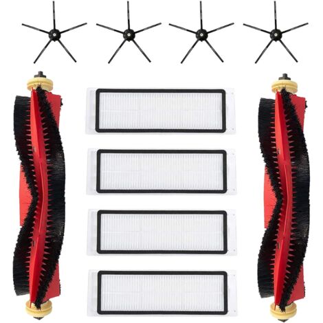 11 Pièces Accessoire Aspirateur Robot, 2 Brosses Principales, 4 Filtres HEPA, 4 Brosses Latérales, Pour Roborock S5 S6