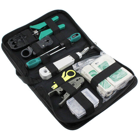 11 pièces/ensemble RJ45 RJ11 RJ12 CAT5 CAT5e Kit d'outils de réparation de réseau LAN Portable testeur de câble Utp et pince à sertir pince à sertir pince PC