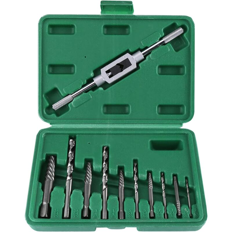 11 Pièces Extracteur de Vis Cassé, Kit D'extraction de Boulon, pour Enlever Les Vis Boulons Fixations Endommagées (Diamètre 2-7.5 mm)