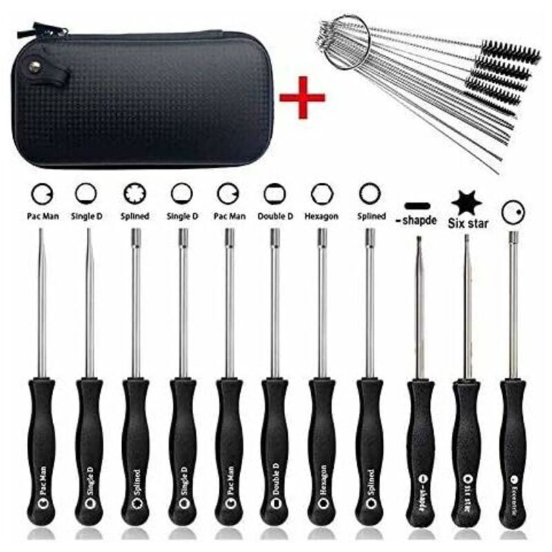 11 PièCes SéRies D'Outils de Tournevis de RéGlage Carburateur avec des Aiguilles de Nettoyage en Carbu Brosses AdaptéEs pour Le Carburateur à 2