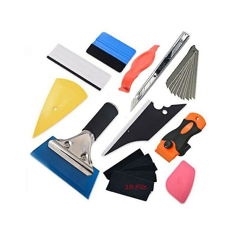 Ahlsen - 11 pièces/ensemble outils de voiture, outil d'emballage d'autocollants, outil de raclette en feuille d'ow automatique - multicolour