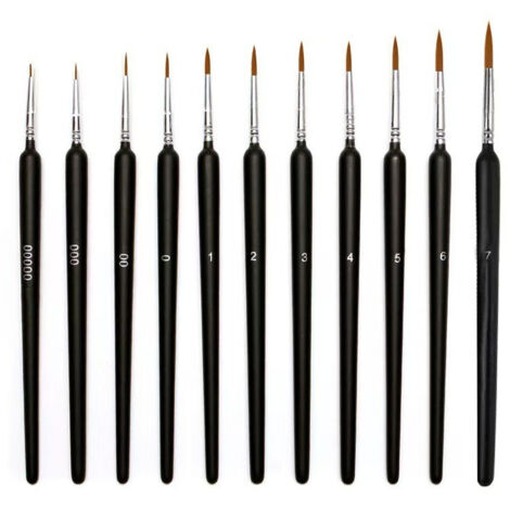 11-teiliges Aquarell-/Acryl-Detailpinselset, kleine, feine Detailpinsel, professionelle Kunstschablone für Nagel-, Gesichts- und Ölmalerei