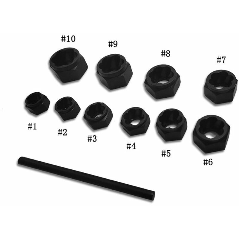 11-teiliges Kurzbruchmuttern-Inbus-Steckschlüssel-Abzieher-Set, Reparatur-Werkzeugsatz für die Automobilindustrie, Heimgebrauch, mit | 06286534799892