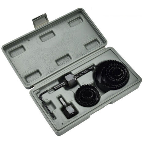 11-teiliges Lochsägen-Set, 19–64 mm, Bohrer aus Kohlenstoffstahl für Gipskartonplatten, Schwarz