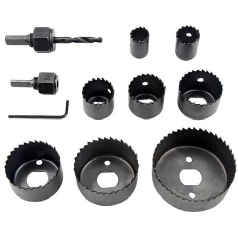 11-teiliges Lochsägen-Set (mit 2 Dornen, 8 Sägeblättern und 1 Innensechskantschlüssel) Bohrer-Set für Holz, PVC und Gipskarton