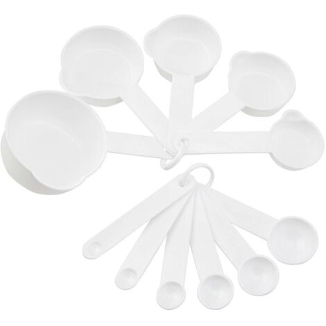 11-teiliges Messlöffel- und Messbecher-Set aus Kunststoff, BPA-frei, Backzubehör zum Abmessen von Mehl, Zucker und Salz