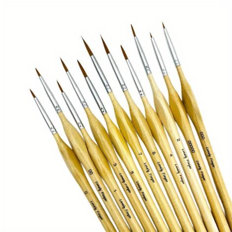 11-teiliges Set feinster Miniatur-Detailpinsel, winziges professionelles Mikro-Malpinselset mit ergonomischem Griff für Acryl-, Öl- und Aquarellfarben