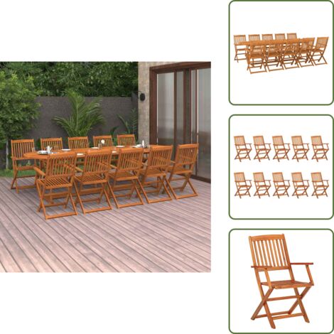 11-tlg. Garten-Essgruppe 280x90x75 cm Massivholz Akazie - Gartenmöbel - Essgruppe - Gartentisch - Stühlen - Akazienholz