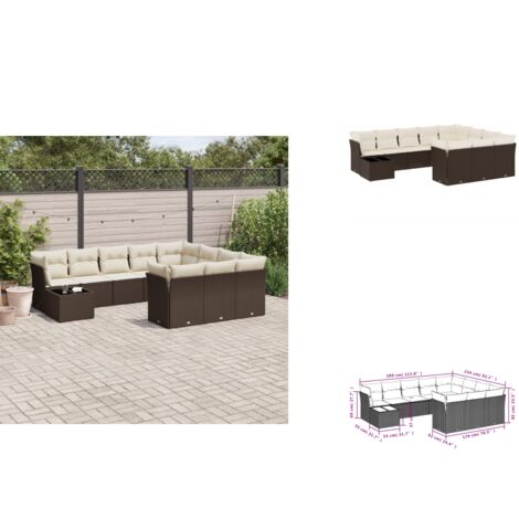 11-tlg. Garten-Sofagarnitur mit Kissen Braun Poly Rattan - Garten Sofagarnitur - Garten Sofagarnituren - Outdoor Sofagarnitur - Sofagarnitur Terrasse