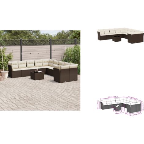 11-tlg. Garten-Sofagarnitur mit Kissen Braun Poly Rattan - Garten Sofagarnitur - Garten Sofagarnituren - Outdoor Sofagarnitur - Sofagarnitur Terrasse