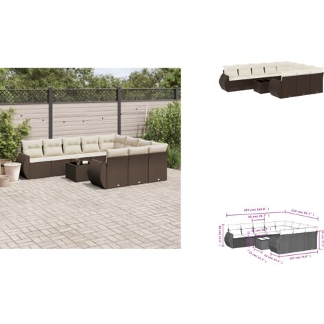 11-tlg. Garten-Sofagarnitur mit Kissen Braun Poly Rattan - Garten Sofagarnitur - Garten Sofagarnituren - Outdoor Sofagarnitur - Sofagarnitur Terrasse