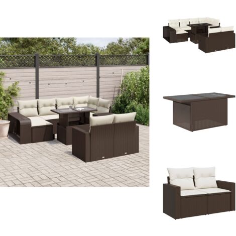 11-tlg. Garten-Sofagarnitur mit Kissen Braun Poly Rattan - Garten Sofagarnitur - Garten Sofagarnituren - Outdoor Sofagarnitur - Sofagarnitur Terrasse