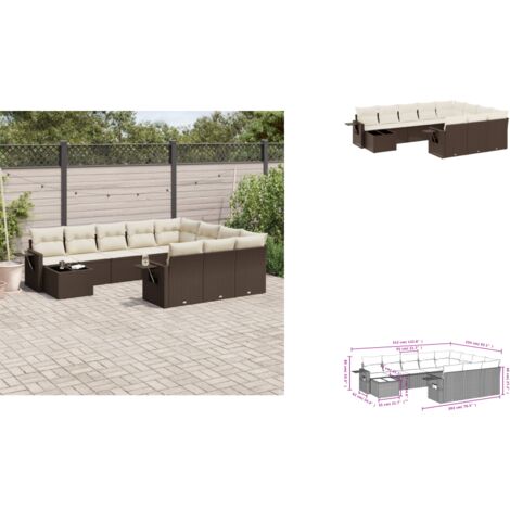 11-tlg. Garten-Sofagarnitur mit Kissen Braun Poly Rattan - Garten Sofagarnitur - Garten Sofagarnituren - Outdoor Sofagarnitur - Sofagarnitur Terrasse