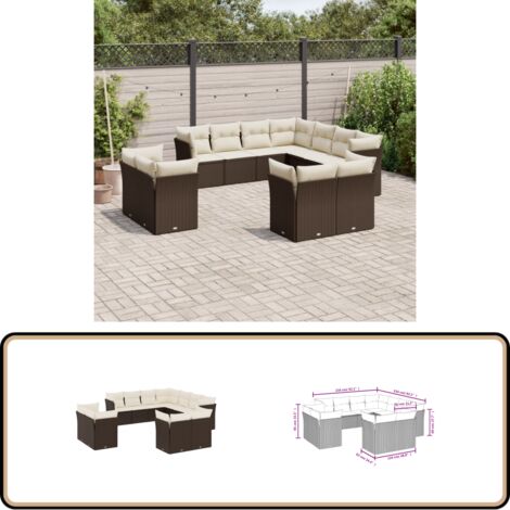 11-tlg. Garten-Sofagarnitur mit Kissen Braun Poly Rattan - Gartensofas - Outdoor Möbel - Lounge Set - Rattan Sofa - Gartenlounge